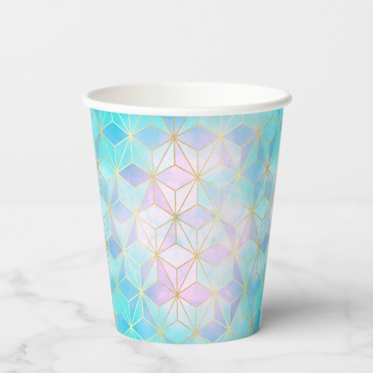 ロゴ付き虹色ガラス幾何学模様 紙コップ (裏面)