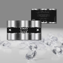 ロゴ付き豪華な銀きらめく色ブラックジュエリー 名刺