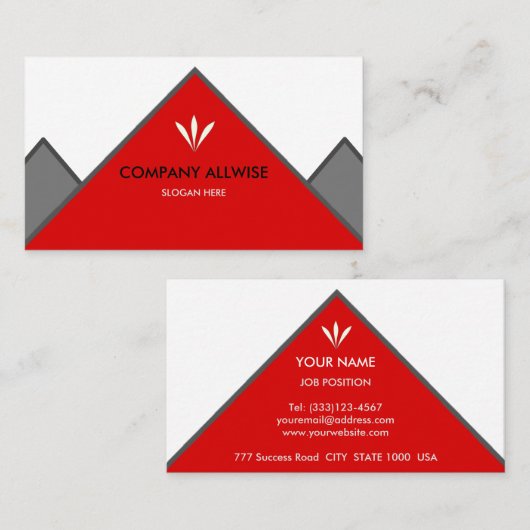 ロゴ付き赤と白 名刺 (正面/裏面)