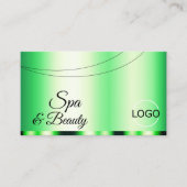 ロゴ付き輝く緑スタイリッシュ色エレガント 名刺 (正面)
