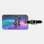 ロゴ付き電動ブルーとピンクのネオンセレニティスワール ラゲッジタグ (正面横)