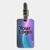 ロゴ付き電動ブルーとピンクのネオンセレニティスワール ラゲッジタグ (正面縦)