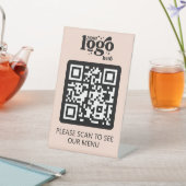 ロゴ付き非接触型QRコードレストランメニュー 台座サイン (インサイチュ)