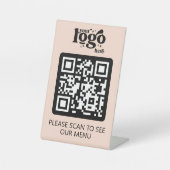 ロゴ付き非接触型QRコードレストランメニュー 台座サイン (正面)