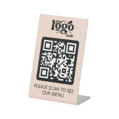 ロゴ付き非接触型QRコードレストランメニュー 台座サイン