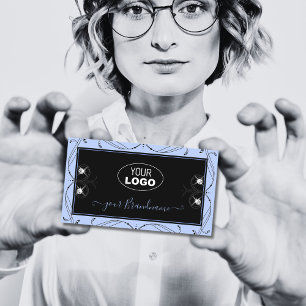 ロゴ付き飾りきらめくブラックブルーダイヤモンド 名刺