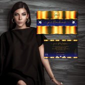 ロゴ付き高級オレンジブルーブラックスパークルジュエリー 名刺