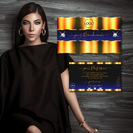 ロゴ付き高級オレンジブルーブラックスパークルジュエリー 名刺