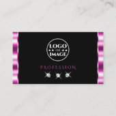 ロゴ付き高級ピンクきらめくおよびブラックダイヤモンド 名刺 (正面)