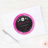 ロゴ付き高級ブラックピンクグリッター製品ラベル ラウンドシール (封筒)