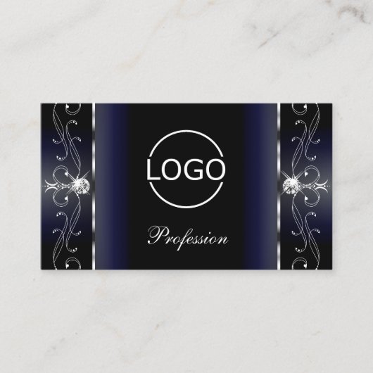 ロゴ付き高貴な黒の白い四角い宝石 名刺 (正面)