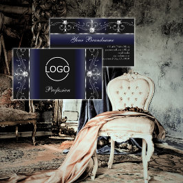 ロゴ付き高貴な黒の白い四角い宝石 名刺