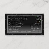 ロゴ付き高貴シルバーフレームカッコいいブラックグラディエント 名刺 (裏面)
