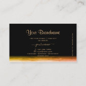 ロゴ付き黒とオレンジの大理石パターモダンン 名刺 (裏面)