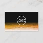ロゴ付き黒とオレンジの大理石パターモダンン 名刺 (正面)