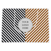 ロゴ付き黒ストライプと茶色 ラージペーパーバッグ (正面)