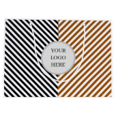 ロゴ付き黒ストライプと茶色 ラージペーパーバッグ (裏面)