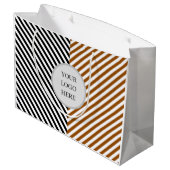 ロゴ付き黒ストライプと茶色 ラージペーパーバッグ (裏面アングル)
