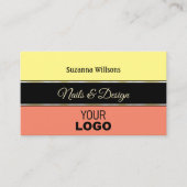 ロゴ付き黒縁ど色の黄色いコーラルスタイリッシュ 名刺 (正面)