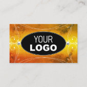 ロゴ付き黒華美オレンジきらめく色ダイヤモンド 名刺 (正面)