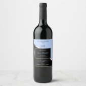 ロゴ付き ブルー ブラック  ウェーブ ローズゴールド 製品ラベル ワインラベル (正面)