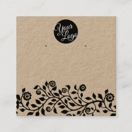 ロゴ付き ラスティック 大きめ ウェディングイヤリング ディスカード スクエア名刺