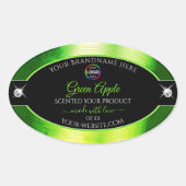 ロゴ付き 高級 ブラック マーブル グリーン 製品ラベル 楕円形シール (正面)