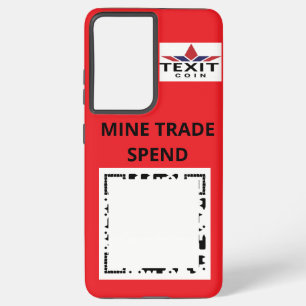 ロゴ付きTeXit Coin Samsung Red QRコード Galaxy S21+ケース