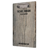 ロゴ付パーソナライズされたき素朴木目のテクスチャ クリップボード (左)