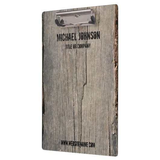 ロゴ付パーソナライズされたき素朴木目のテクスチャ クリップボード (左)
