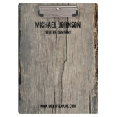 ロゴ付パーソナライズされたき素朴木目のテクスチャ クリップボード (正面)