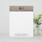 ロゴ付モダンき素朴木材 レターヘッド (スタンド正面)