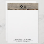 ロゴ付モダンき素朴木材 レターヘッド (正面/裏面)