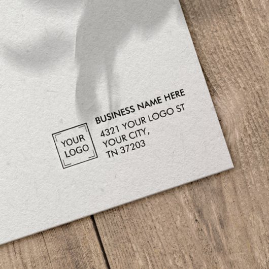 ロゴ企業のおよび住所ビジネス ラバースタンプ