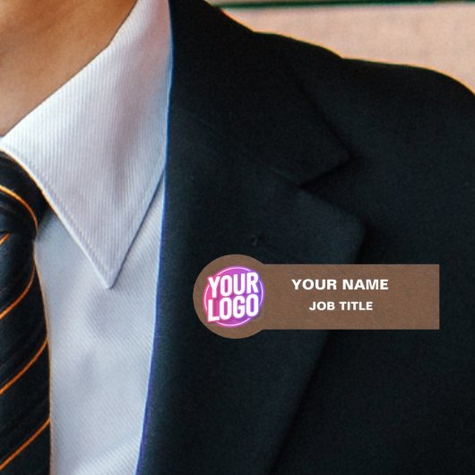 ロゴ企業のまたは従業員のフォトブラウンストーン 名札