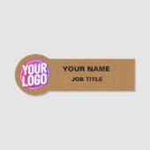 ロゴ企業のまたは従業員フォトライトブラウン石 名札 (正面)