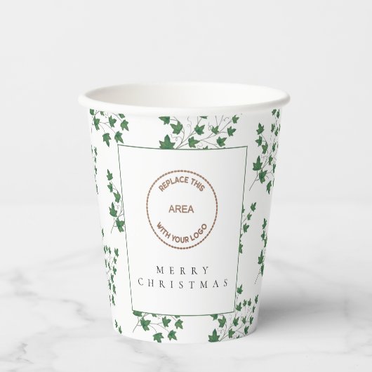 ロゴ企業のアイビーメリークリスマス 紙コップ (正面)