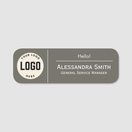 ロゴ企業のグレーカラー印刷プラスチック従業員 名札 (正面)