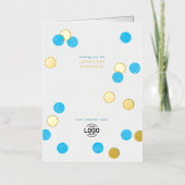 ロゴ企業のスモダンカイブルー金ゴールドハッピーバースデー 箔グリーティングカード (正面)