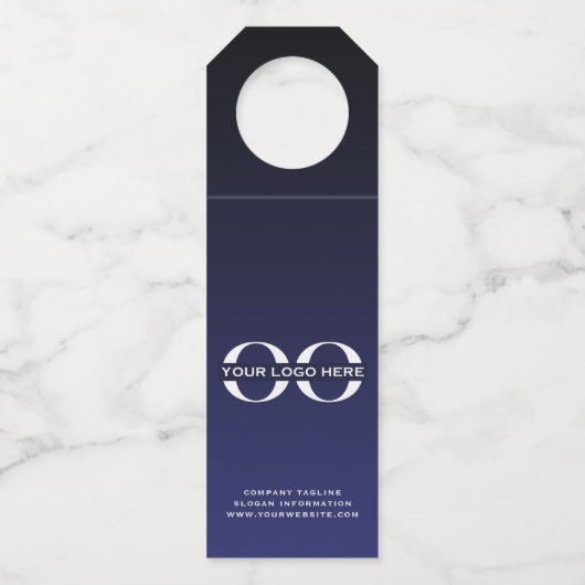 ロゴ企業のネイビーボトルハンガーラベル ボトルネックタグ (正面)