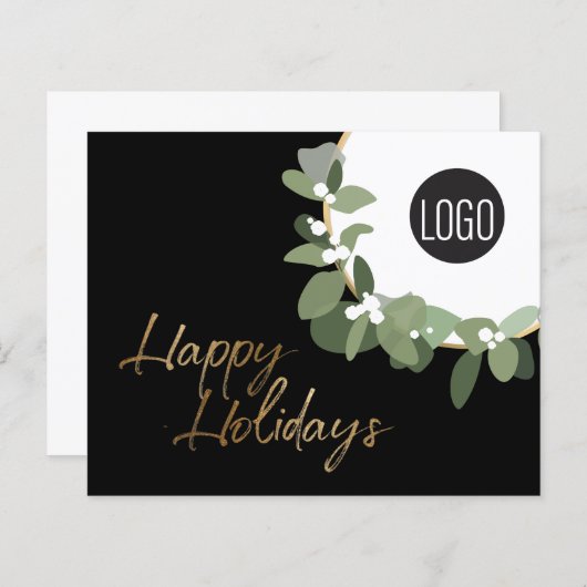 ロゴ企業のハッピーホリデーなし写真予算 (正面/裏面)