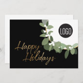 ロゴ企業のハッピーホリデーNo photo モダンHoli シーズンカード (正面/裏面)