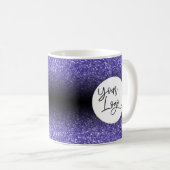 ロゴ企業のパープルグリッターとブラックグラデーション コーヒーマグカップ (正面右)