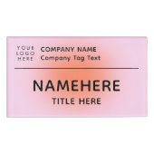 ロゴ企業のピーチモダンーピンクオーラタイトル 名札 (正面)