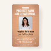 ロゴ企業のフォトID QRバーコードフェイク銅 バッジ (正面)