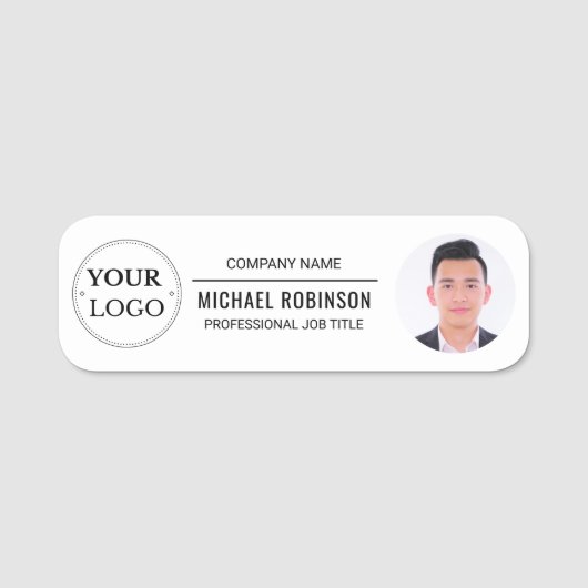 ロゴ企業のプロフェッショナル従業員の写真 名札 (正面)