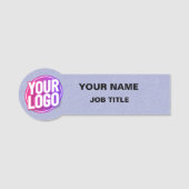 ロゴ企業のプロフェッショナル従業員の青い名前タグ 名札 (正面)