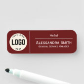 ロゴ企業のマルーン印刷プラスチック従業員 名札 (インサイチュ)