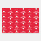 ロゴ企業のメリークリスマスレッドブラック金ゴールド ラッピングペーパーシート (正面2)