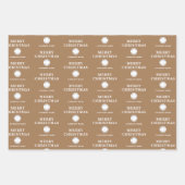 ロゴ企業のメリークリスマスレッドブラック金ゴールド ラッピングペーパーシート (正面)